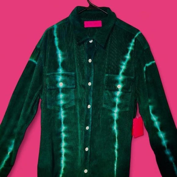 The Elder Statesman Green Tie-Dye Button Down Shirt